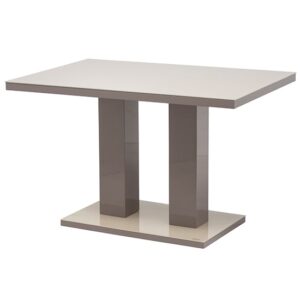 Aarina 120cm Latte Glass Top High Gloss Dining Table In Latte
