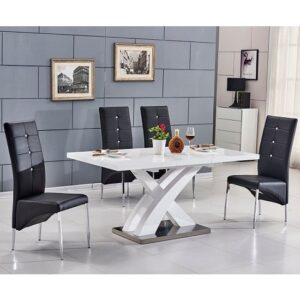 Axara Small Extending White Dining Table 4 Vesta Black Chairs