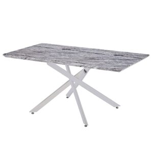 Deltino High Gloss Dining Table In Melange Marble Effect
