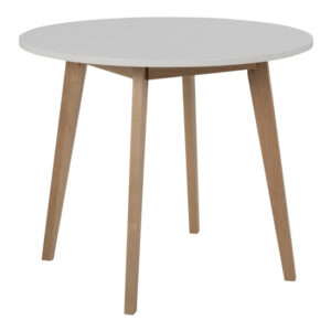 Rahway Wooden Dining Table Round In White And Oak
