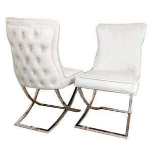 Sedro Light Grey Velvet Dining Chairs With X Cross Legs In Pair