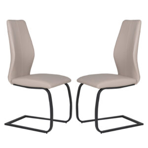 Adoncia Taupe Faux Leather Dining Chairs In Pair