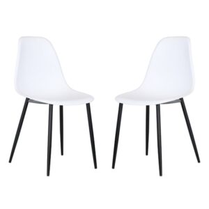 Arta Curve White Plastic Seat Dining Chairs In Pair