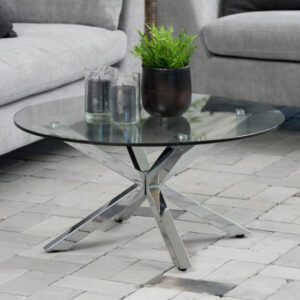 Hyeres Clear Glass Dining Table Round With Chrome Legs