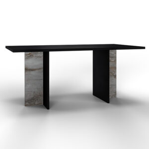 Laax Wooden Dining Table Rectangular In Matt Black And Oxide