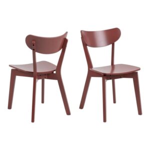 Reims Terracotta Rubberwood Dining Chairs In Pair