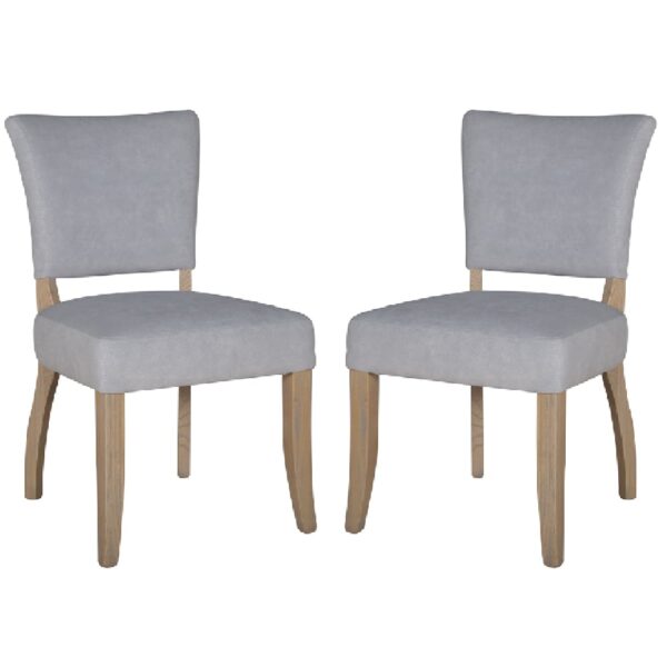 Dothan Light Grey Velvet Dining Chairs With Oak Legs In Pair