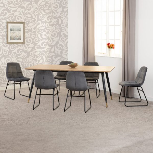 Hanover Oak Wooden Dining Table With 6 Lyster Grey Chairs