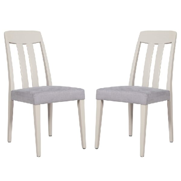 Mainz Taupe Wooden Dining Chairs With Fabric Seat In Pair