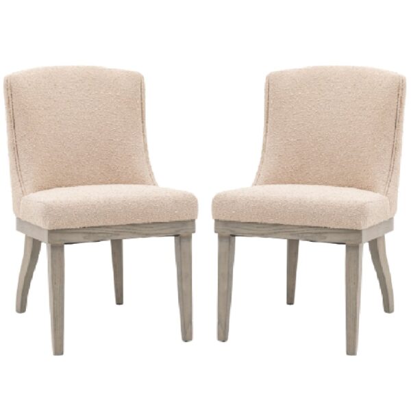 Kigali Natural Fabric Dining Chairs With Wooden Legs In Pair