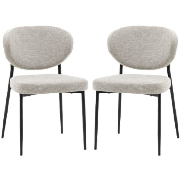 Olney Natural Fabric Dining Chairs With Metal Frame In Pair