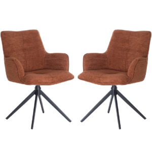 Joplin Tan Fabric Dining Chairs With Metal Base In Pair