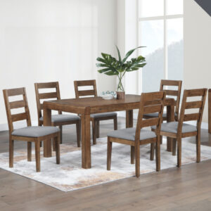 Ontario Large Wooden Dining Table With 6 Chairs In Dark Oak