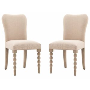 Arta Natural Fabric Dining Chairs In Pair