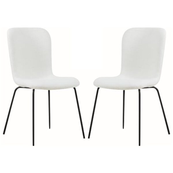 Ontario Ivory Fabric Dining Chairs With Black Legs In Pair