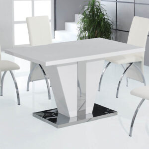 Calhoun High Gloss Dining Table With Steel Base In White