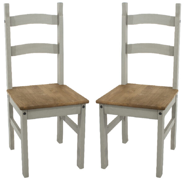 Consett Grey And Oak Wooden Dining Chairs In Pair