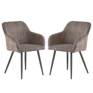 Glen Grey Corduroy Velvet Dining Chairs In Pair