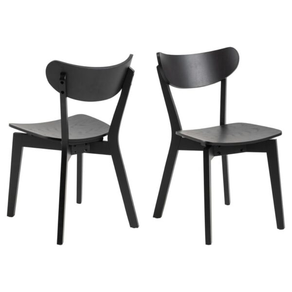 Reims Matt Black Wooden Dining Chairs In Pair