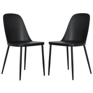 Arta Duo Black Plastic Dining Chairs In Pair