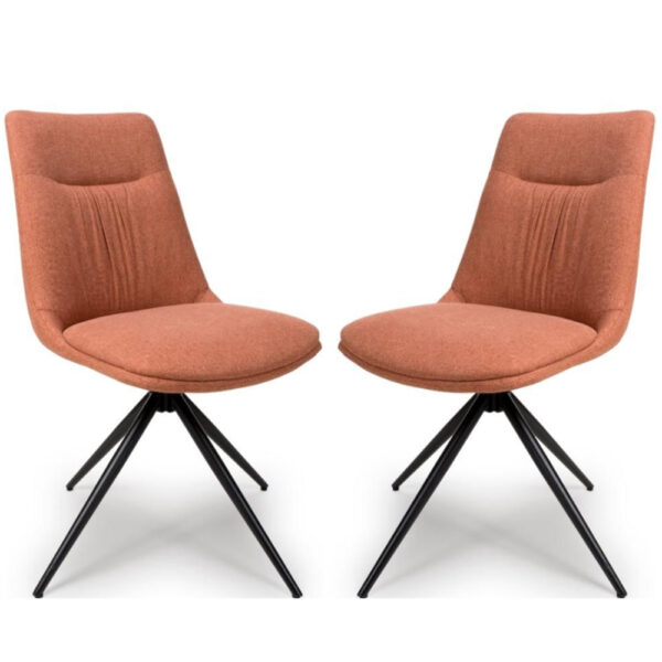 Buxton Brick Swivel Fabric Dining Chairs In Pair