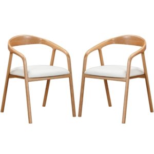 Hvar Oak Wooden Dining Chair With Fabric Seat In Pair