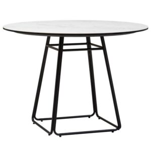 Ithaca Ceramic Top Round Dining Table In Grey And Black
