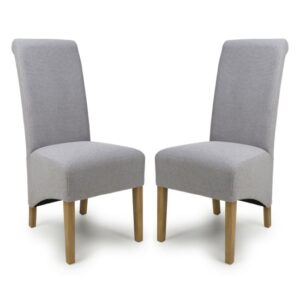 Kyoto Green Fabric Dining Chairs With Oak Legs In Pair