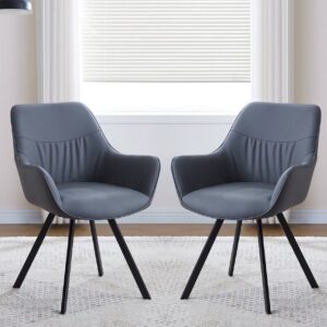 Niceville Dark Grey PU Leather Dining Chairs In Pair
