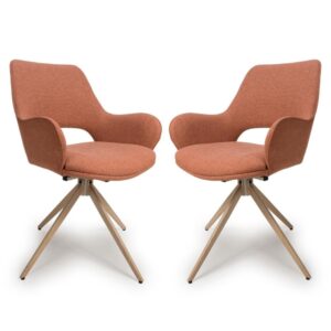 Playa Brick Fabric Dining Chairs In Pair