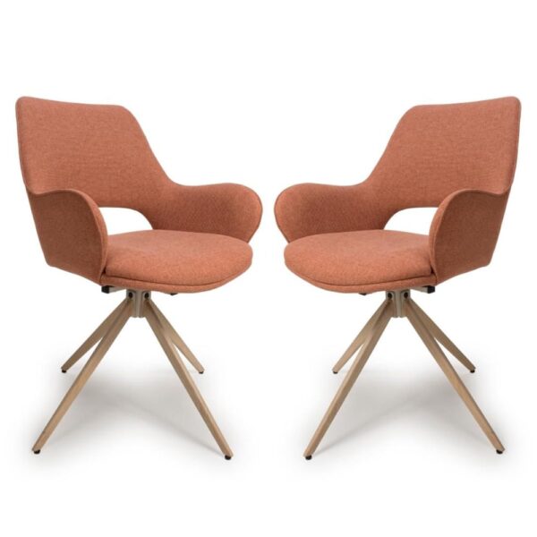 Playa Brick Fabric Dining Chairs In Pair