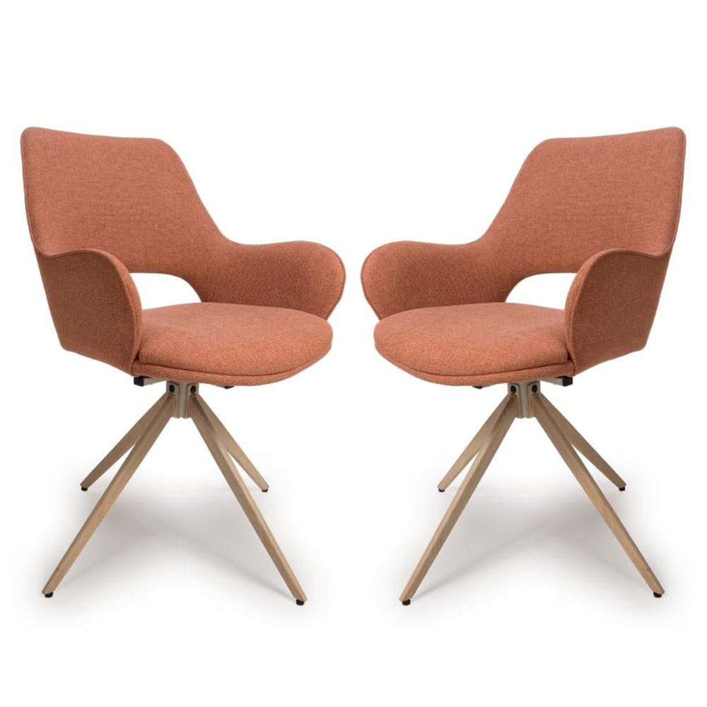 Playa Brick Fabric Dining Chairs In Pair