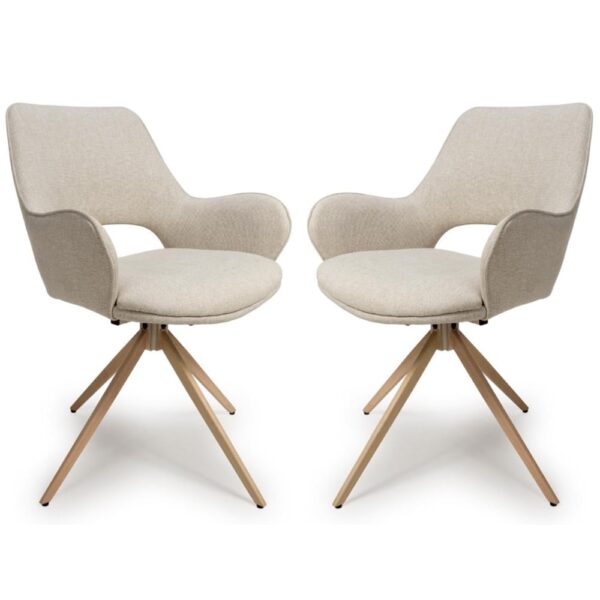 Playa Natural Fabric Dining Chairs In Pair