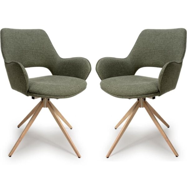 Playa Sage Fabric Dining Chairs In Pair