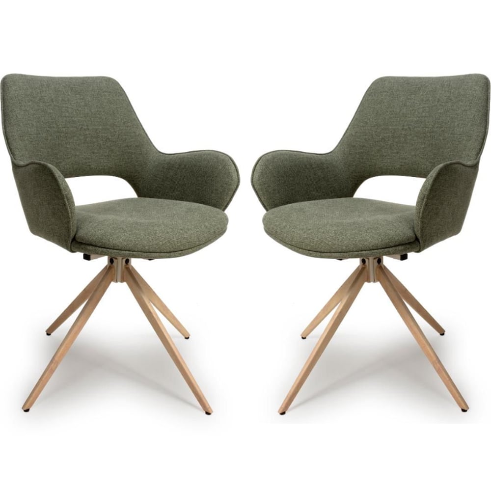 Playa Sage Fabric Dining Chairs In Pair