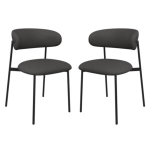 Amarillo Dark Grey Faux Leather Dining Chairs In Pair
