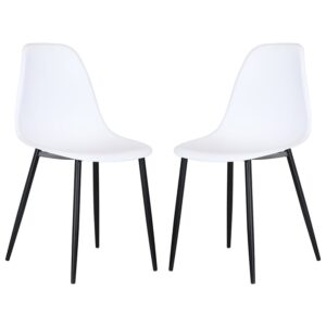 Arta Curve White Plastic Dining Chairs In Pair