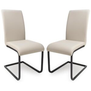 Lansing Taupe Faux Leather Dining Chairs With Metal Frame In Pair