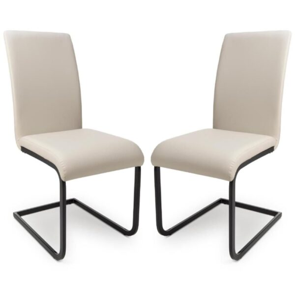 Lansing Taupe Faux Leather Dining Chairs With Metal Frame In Pair