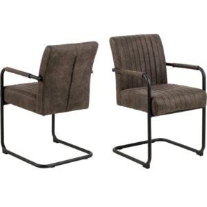 Preston Anthracite Fabric Dining Chairs In Pair