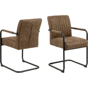 Preston Light Brown Fabric Dining Chairs In Pair