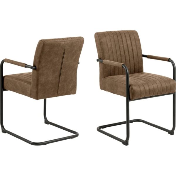 Preston Light Brown Fabric Dining Chairs In Pair
