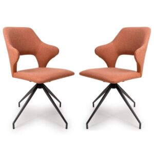 Vercelli Brick Fabric Dining Chairs In Pair
