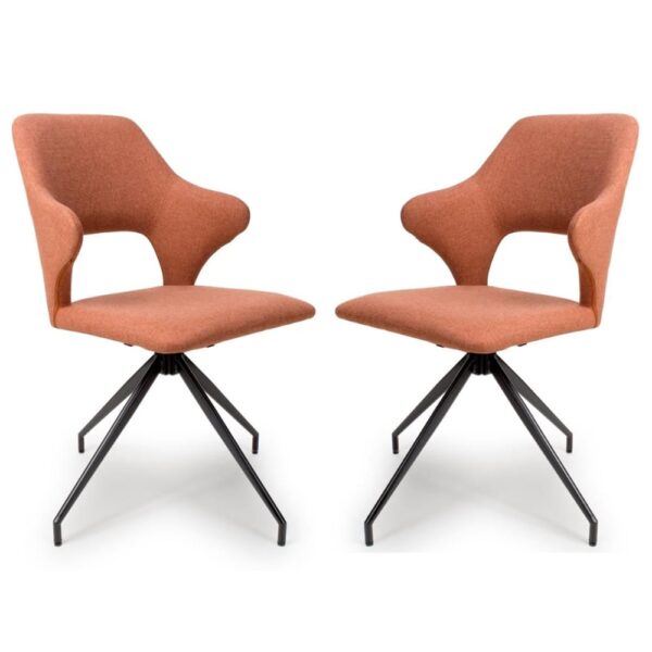Vercelli Brick Fabric Dining Chairs In Pair