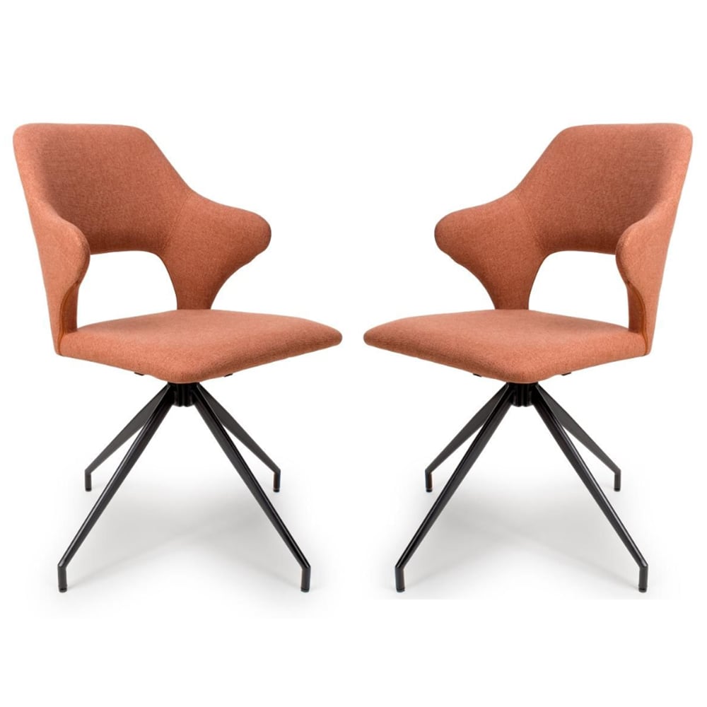 Vercelli Brick Fabric Dining Chairs In Pair