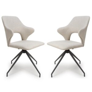Vercelli Natural Fabric Dining Chairs In Pair