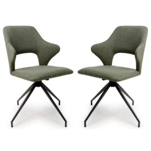 Vercelli Sage Fabric Dining Chairs In Pair