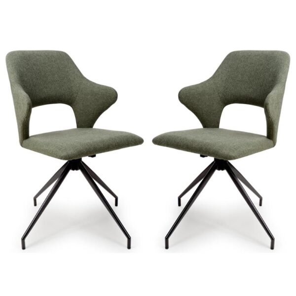 Vercelli Sage Fabric Dining Chairs In Pair