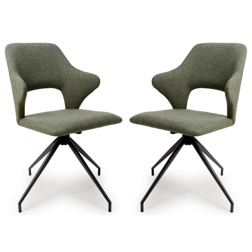 Vercelli Sage Fabric Dining Chairs In Pair