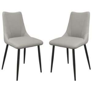 Zaria Taupe Faux Leather Dining Chairs In Pair